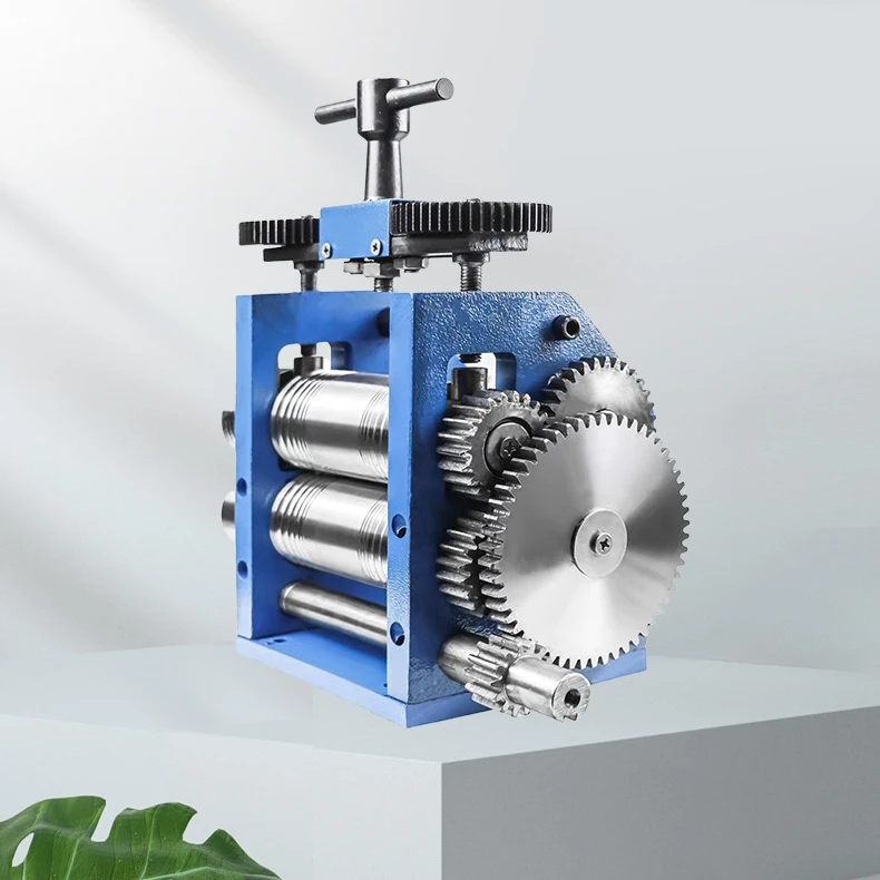 Mini Goldsmith Gold Jewelry Rolling Mill Two Roll Mill Machine With 1:2.5 Gear Ratio Sheet Square Semicircle Pattern Wire Roller