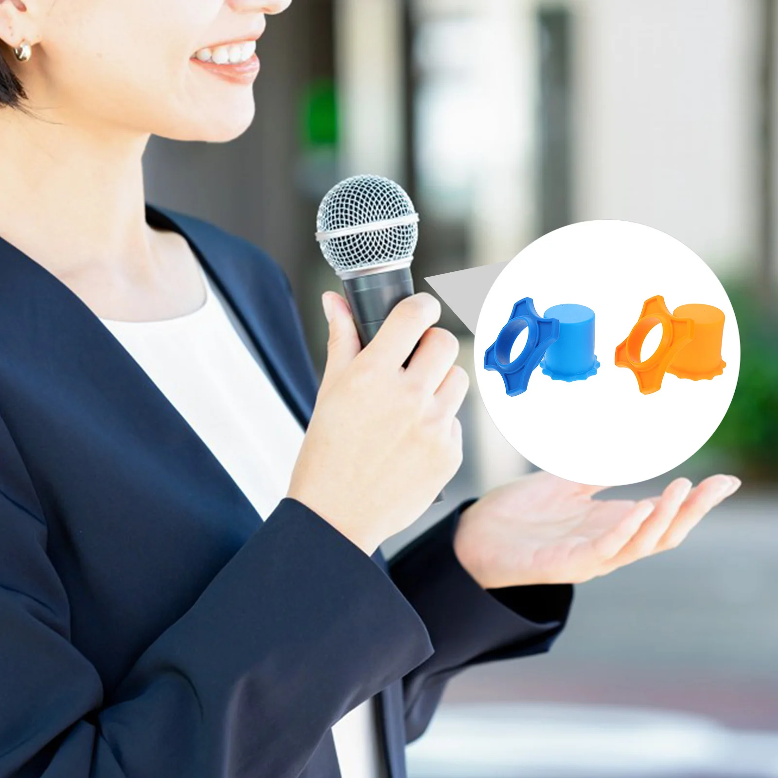 

2Set Microphone Protection Cover Antiroll Ring Silicone Sleeve Antislip Dropproof Ktv Home Karaoke Accessories