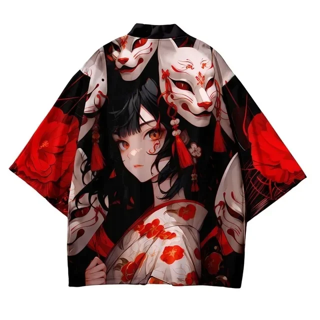 ثوب الكيمونو الياباني سترة الرجال الصيف جديد هاوري الساموراي كيمونوس الكاراتيه الشارع الشهير قميص كيمونو Japones رجالي هاوري يوكاتا قمصان