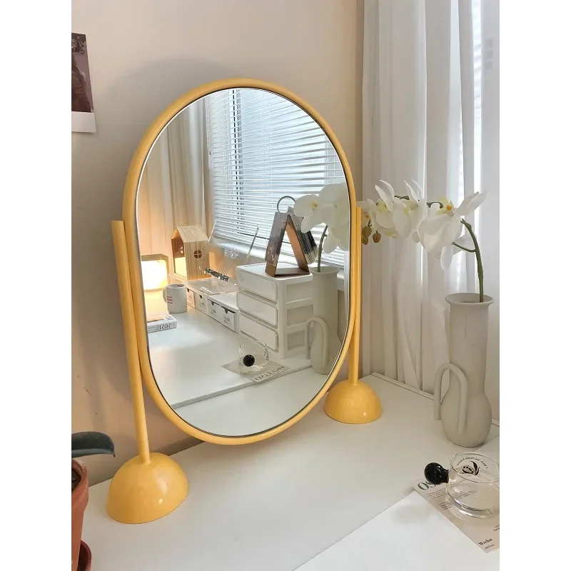 

Cream egg Nordic metal simple ins style desk top mirror decorative mirror