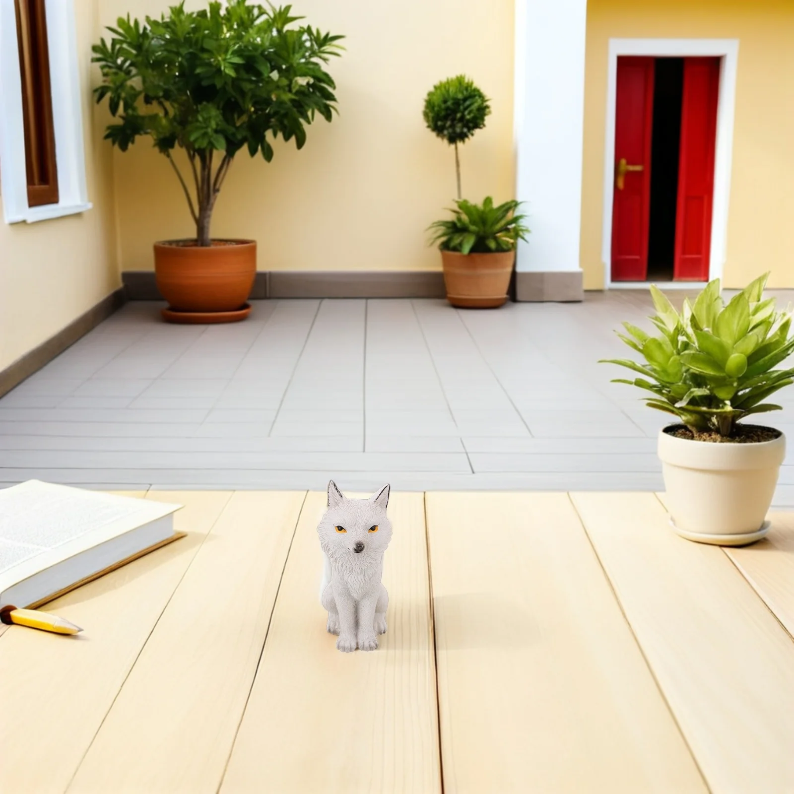 تمثال ثعلب صغير من الراتنج تمثال صغير نابض بالحياة لحديقة وعاء نبات بونساي حديقة خرافية منظر طبيعي ديكور مشهد صغير خارجي