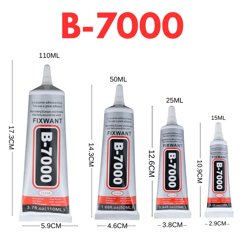 15ML 50ML 110ml Clear B-7000 Glue & Black T7000 PLUS Adhesive Repair Cell Phone Touch Screen B7000 Liquid Jewelry Craft Glue