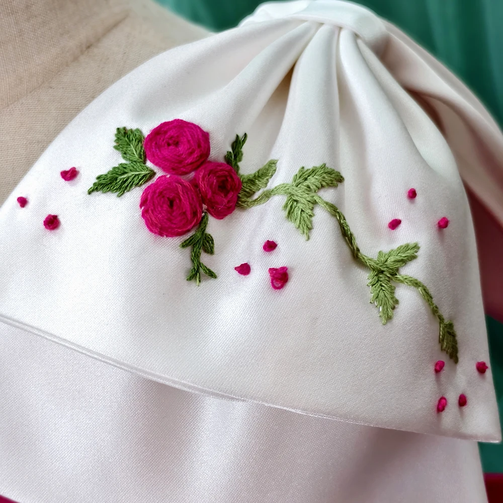 

Hand Embroidered Hot Pink Party Dress Satin Roseette Toddler Baby Girl's Birthday Ceremonies Princess Gown for 1-14Years Kids