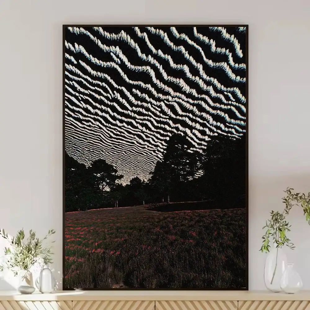 Surreal Wavy Sky Landscape Poster, Trippy Distorted Cloud Field Scenery Wall Art, Psychedelic Nature Print Wall Decor