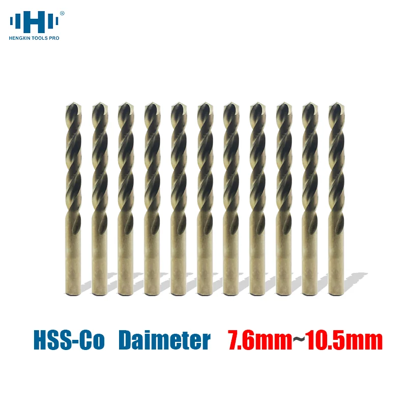 HENGXIN 7.6-13mm HSS-Co  M35 Twist Fine Drill Straight Shank Drill Micro Straight Shank Wood Tool for Electric Drills