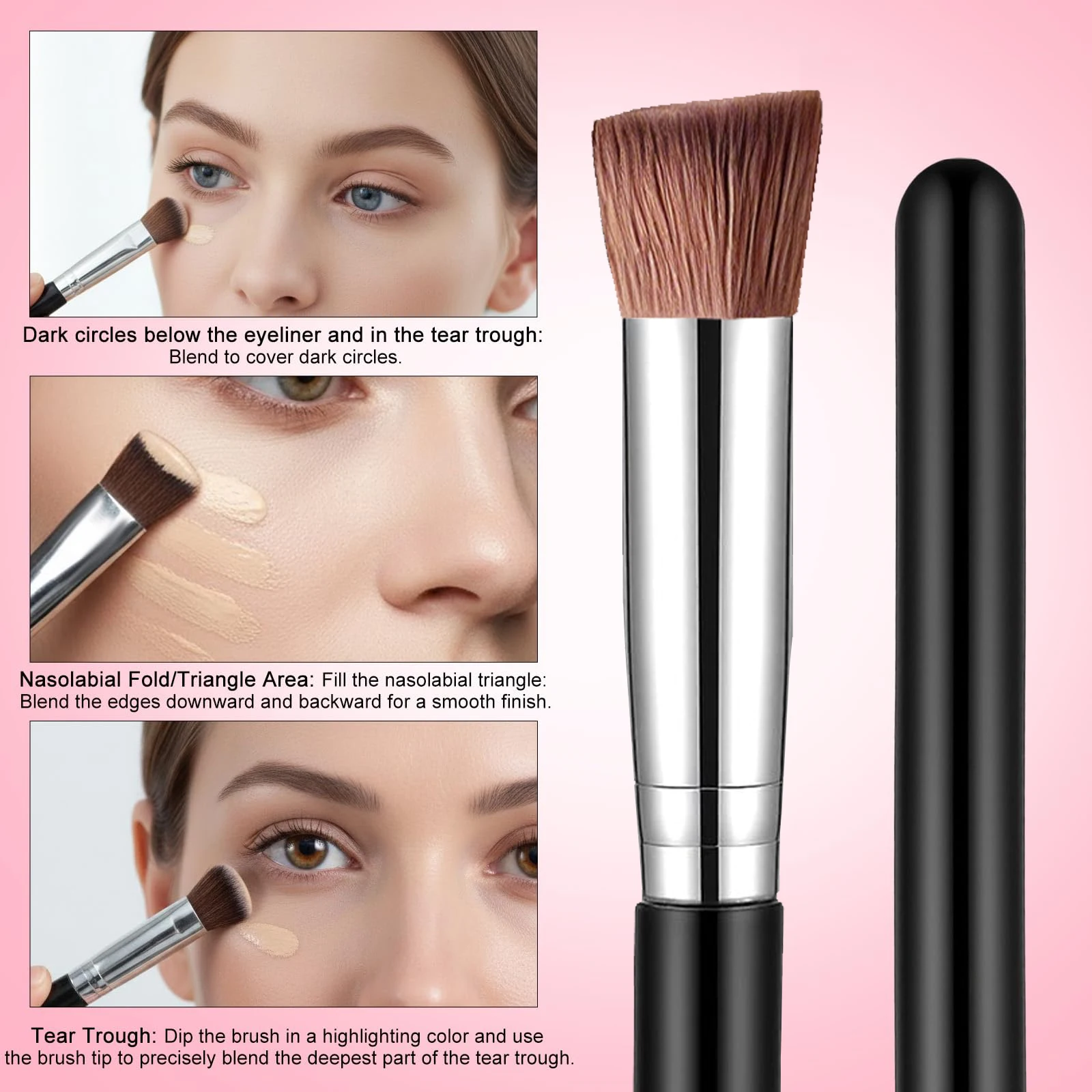 Makeup Brush Professional Concealer Brush, Triangle Brush Head, Soft Bristles