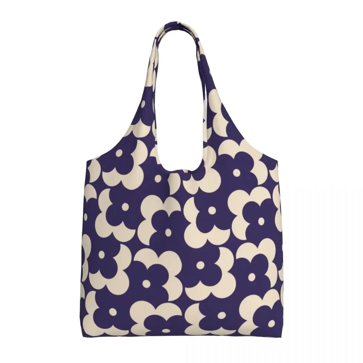 Custom Flower Shadow Dot Navy Canvas Shopping Bags Women Recycling Large Capacity Grocery Orla Kiely Tote Shopper Bag Handbags