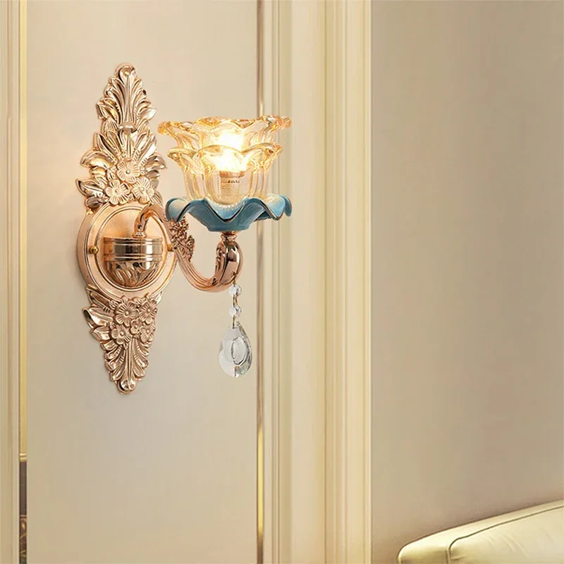 DORIAN Европейский хрустальный настенный светильник, роскошная гостиная, спальня, прикроватная лампа, фон, стена, коридор, вилла, отель, освещение