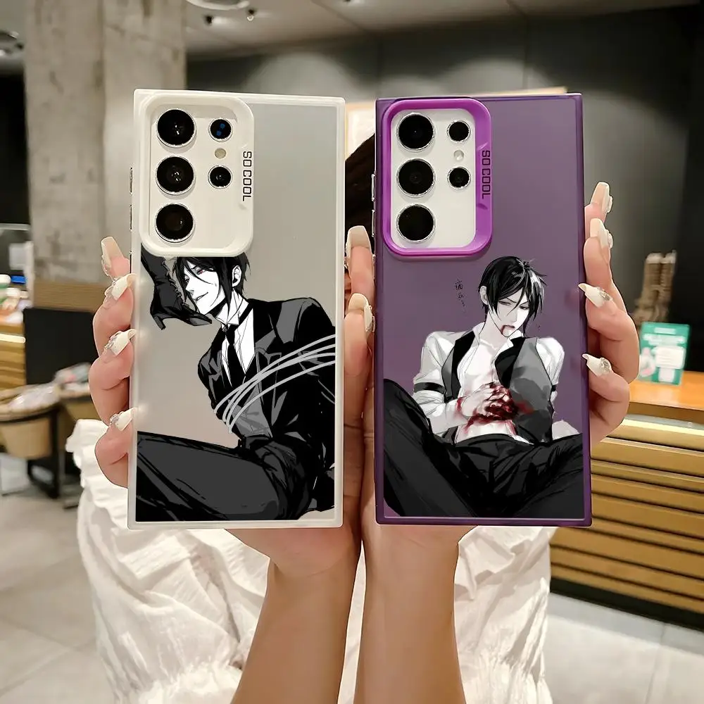 

B-Black butler Anime Phone Case For Samsung Galaxy S25 Edge S24 S23 S22 S21 S20 Ultra Funda Silicone Colorful Silver Phone case
