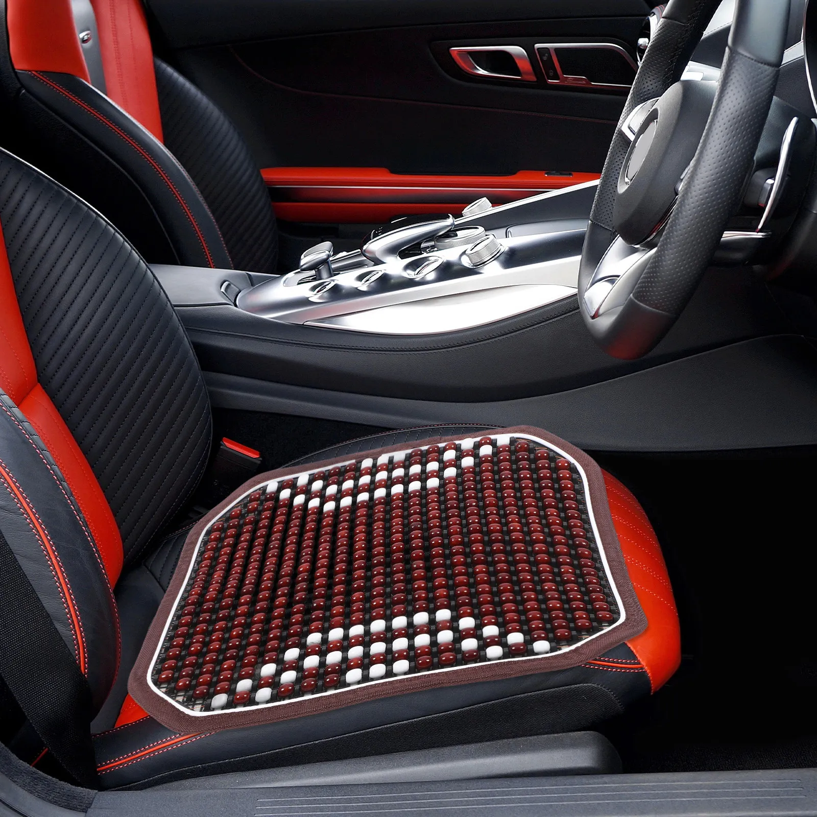 Car Seat Cushion Wooden Beads Summer Cooling Pad Breathable Massage Mat Non Slip Car Seat Protector Comfortable Driving