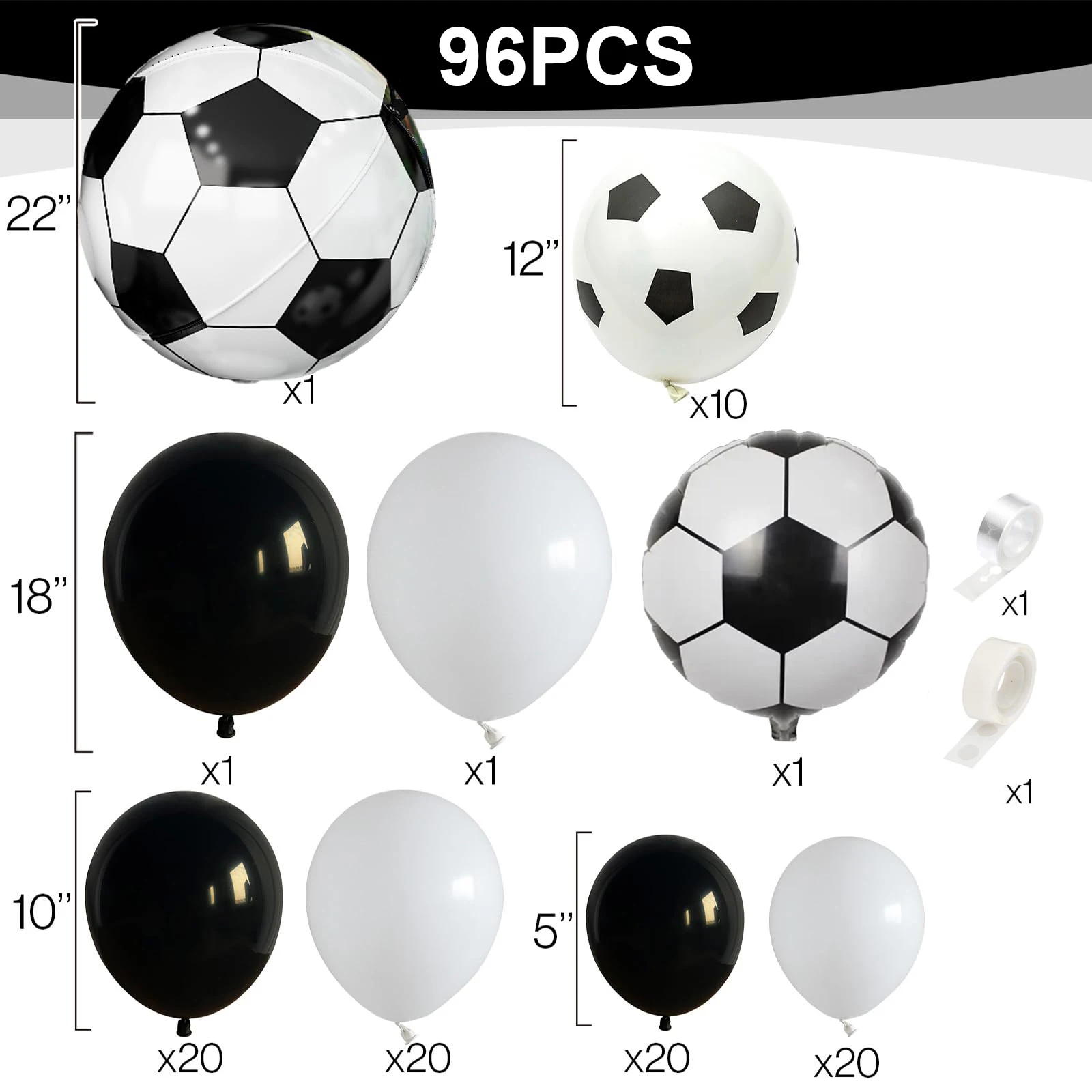 Football Theme Party Balloons Garland Arch Kit Black White 4D Soccer Ball Foil Balloon for Boy\'s Birthday  Party Decoration