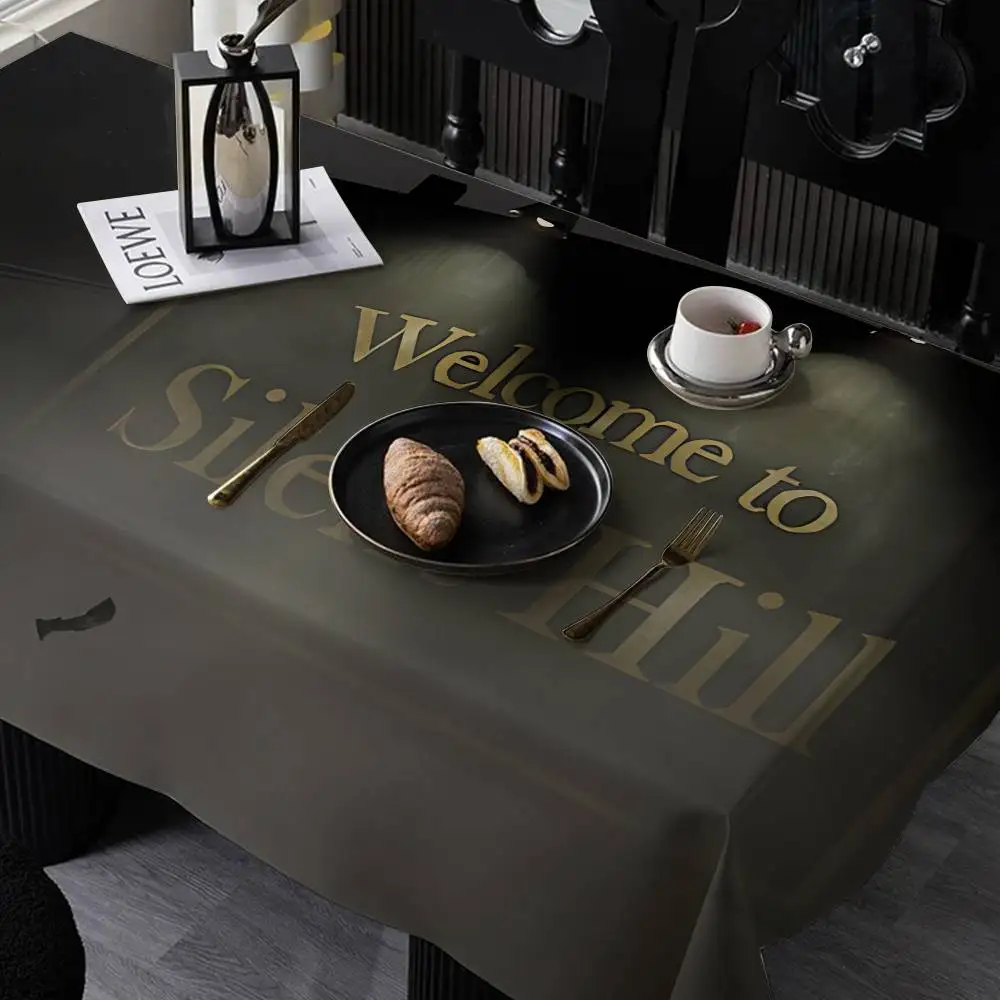S-SilentS Hill لعبة مفرش طاولة مستطيلة وصمة عار مفرش المائدة Oilcloth رف ميسا كتيمة مفرش المائدة الديكور