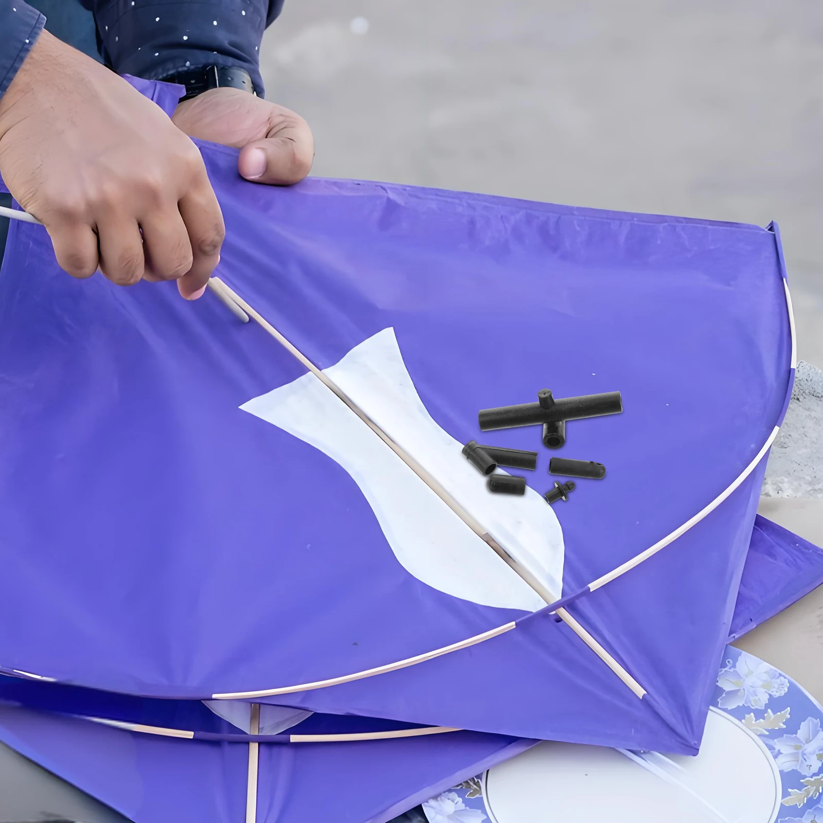 9PCS Kite Zubehör Kunststoff Rahmen Anschlüsse DIY Kinder Drachen Reparatur Komponenten Handwerk Projekt Hang Gerade