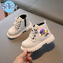 Children Boots Stitch Kids Boots Anime Cartoon Stitch Boys Girls Shoes Spring Autumn Toddle Non-slip Ankle Boots Size 21-30