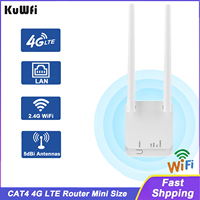 KuWFi Mini CAT4 LTE Router 2.4Ghz Wireless WiFi Router 4G Modem with Ethernet Port SIM Card Slot 5dBi Antennas Support 10 Users