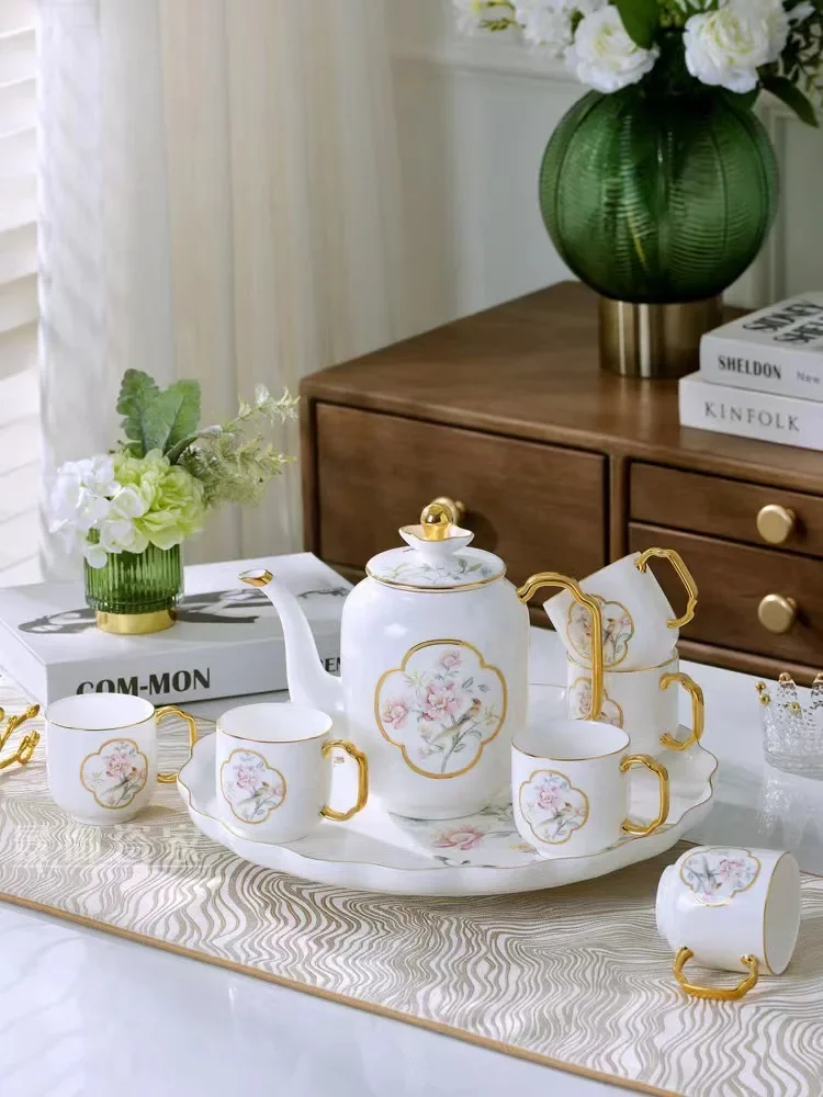 High-end complete set of gifts for home use, neoclassical European court style bone china tea set
