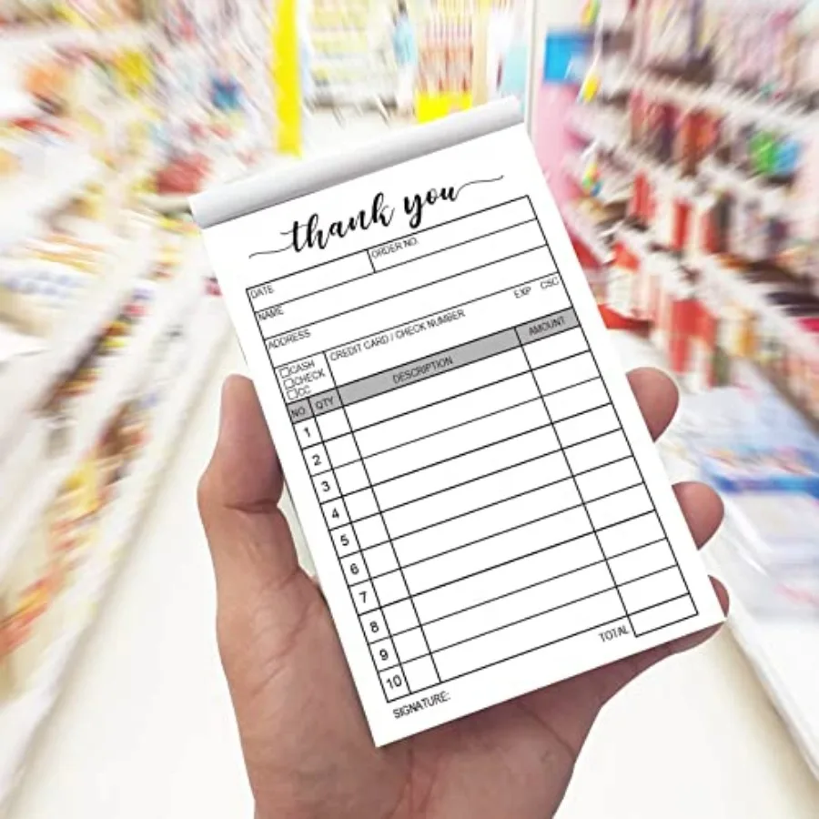 Thank You Receipt Book, 2 Packs 50-set Carbon Duplicate Copy Sales Receipt Form, Invoice Booklet for Stores, warehouses, office
