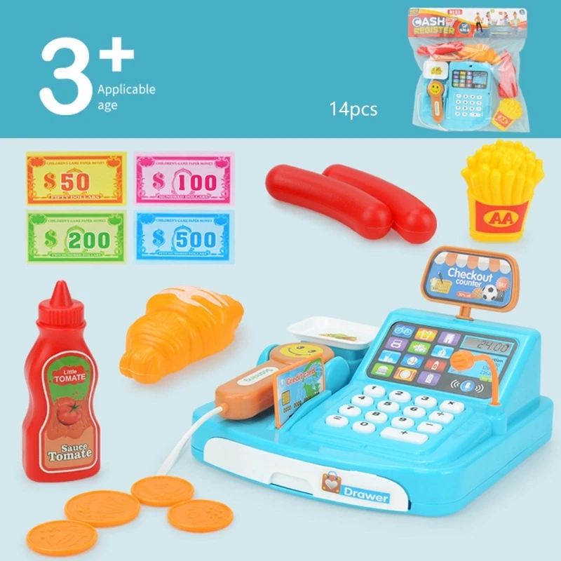 Girls Pretend Play Supermarket Toy Kid Supermarket Cash Register Toy Set Children Role Play Game Christmas Gift for Kids