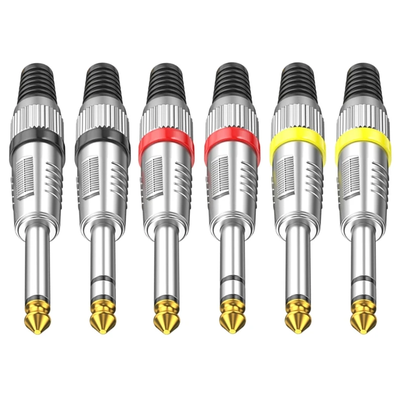 N3UC 6.35mm Male Connector 24K Gold Contacts Metal Housing Secure Screw Lock