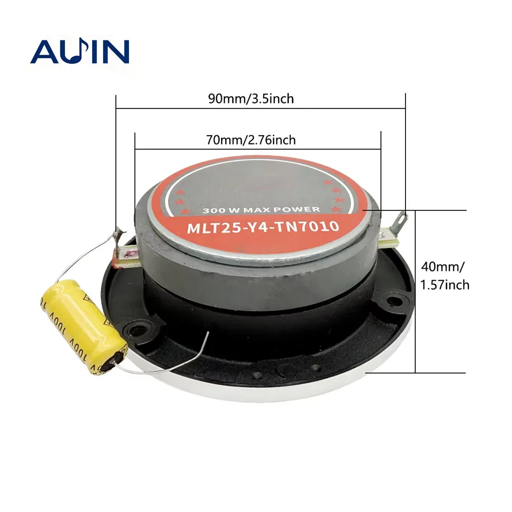 AUIN 1 PCS 4 Inch 4 Ohm 300W Treble Speaker For Car Titanium Film Aluminum Modified Car HiFi Horn Tweeter With Capacitance - view 5