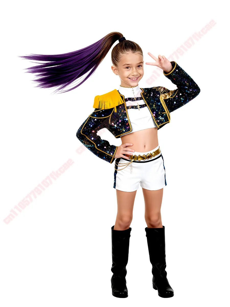 2025 Children Zoey Mira Rumi 3D Print Cosplay Costume Halloween Carnival K-Pop Hunters Girl Group Idol Role Play Dress Up Outfit