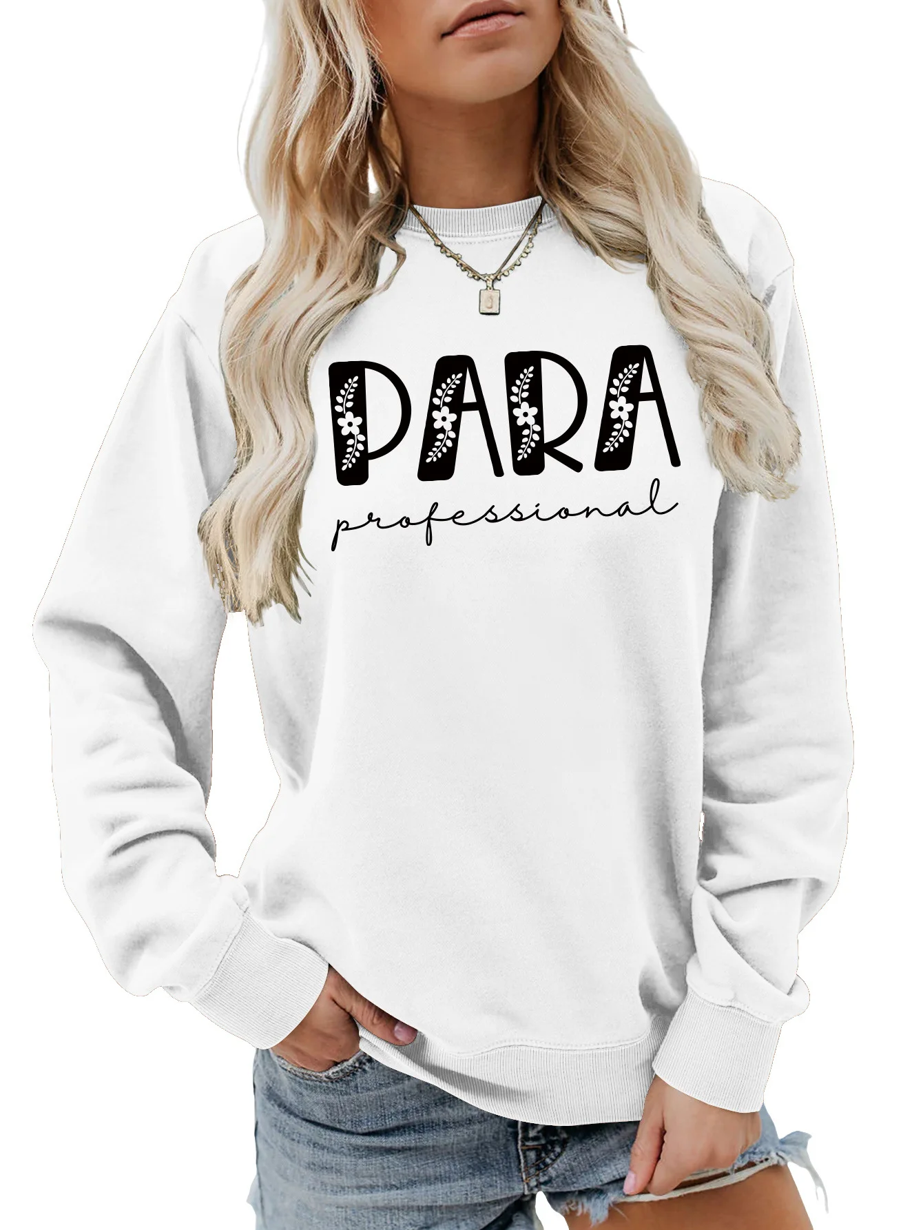 Autumn crew-neck women's T-shirt hoodie PARA professional printed casual fashion long-sleeved top loose all-in-one pullover
