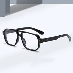 Europe and the United States fashion trend men's and women's casual retro double beam square frame anti-blue glasses