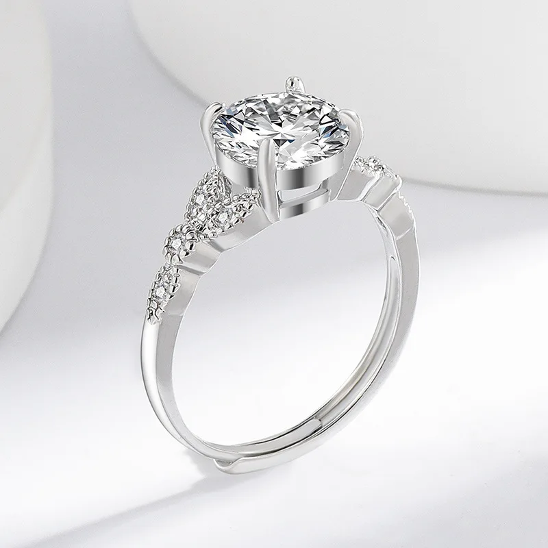 925 فضة خاتم تقليد مويسانيتي الأبيض الزركون خاتم المرأة موضة بسيطة حفلة عيد ميلاد مجوهرات الزفاف هدية #3