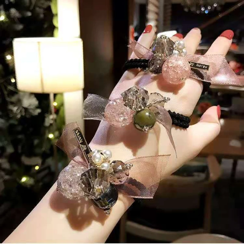 

3PCS Internet Celebrity New Headdress Cute Lace Bow Hair Rope Internet Celebrity Temperament Wind Tie Hair Band Hair Accessories