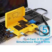 4-Card (3 TF Cards + 1 for SD Card) Simultaneous Read/Write High-Speed USB 3.0 High Speed Card Reader