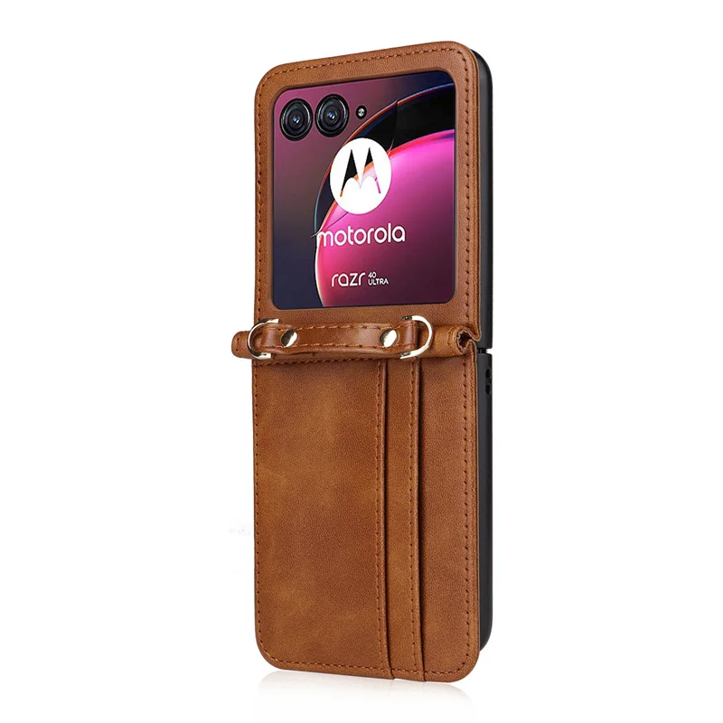 For Motorola Razr 50 Ultra Lanyard Integrated Flip PU Leather Card Holder Wallet Leather Case For Moto Razr Plus 2024 Phone Case image 3
