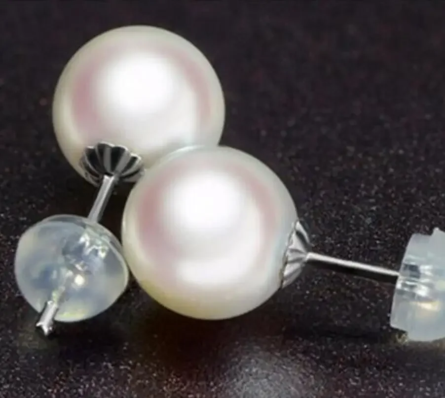 

Ювелирные изделия, благородные ювелирные изделия высшего качества, натуральные круглые серьги 11-12 мм с австралийским белым жемчугом Южного моря, золото 18 карат