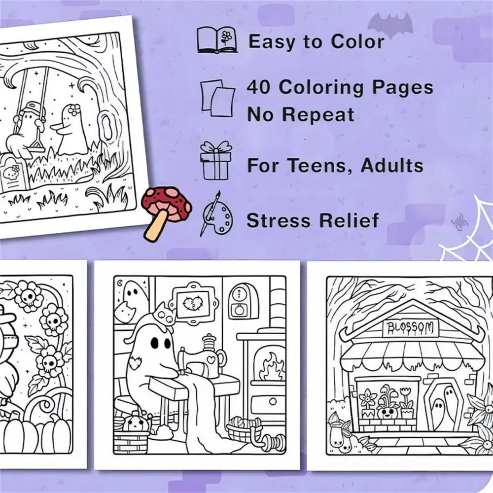 Spooky Cutie Coloring Book In Cozy Moments For Relaxation Educational Graffiti Painting Book Featuring Adorable Creepy Creatures