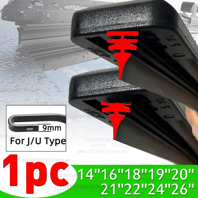 Escobilla limpiaparabrisas delantero de coche más capa tira de goma escobilla limpiaparabrisas en forma de J/U 14 "15" 16 "17" 18 "19" 20 "21" 22 "24" 26"