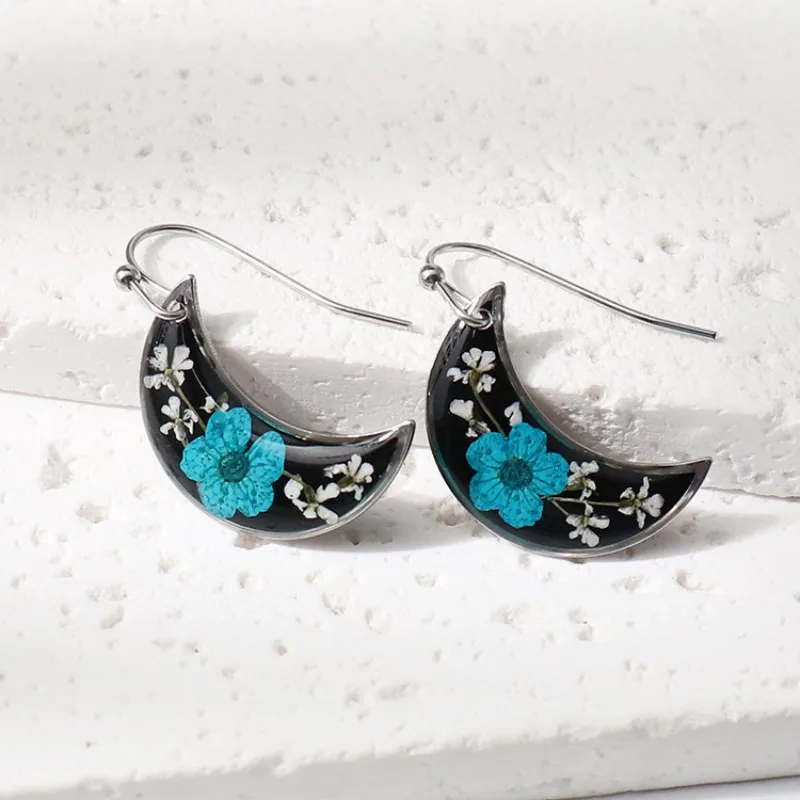 Pressed Flower Geometric Earrings Epoxy Resin Jewelry For Women 19