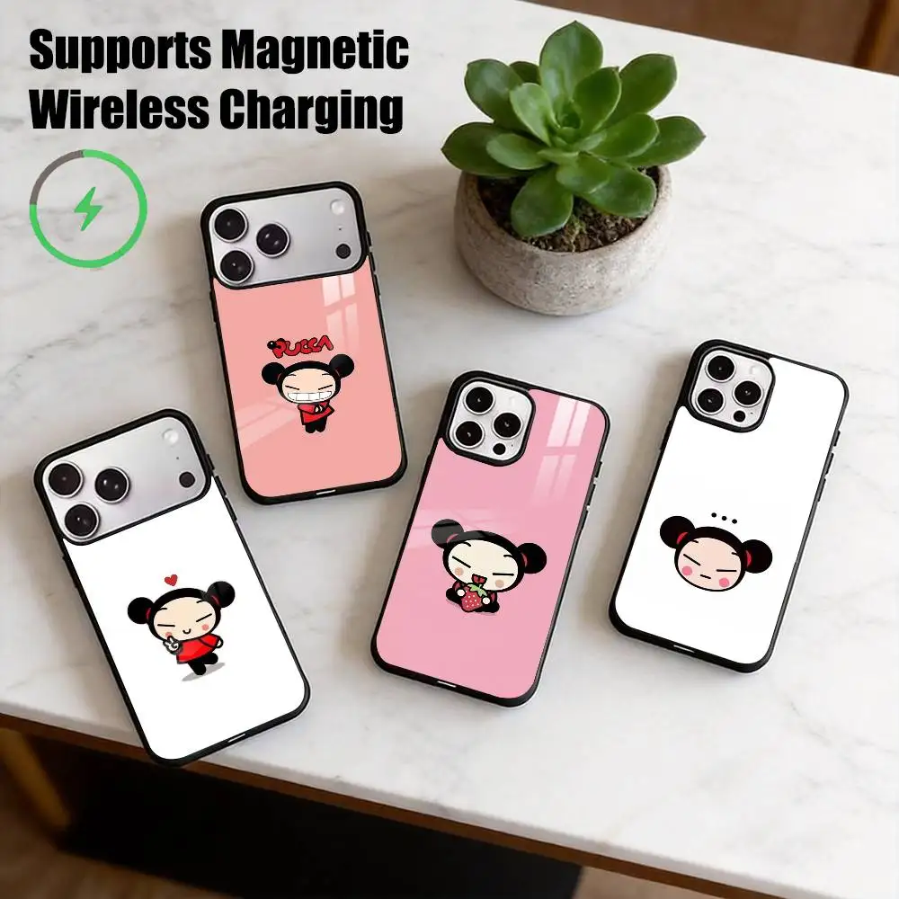 P-PUCCA C-Cartoon Cute  Phone Case For iPhone17,16,15,14,13,12,11 Plus,Pro Supports Magnetic Wireless Charging Gift