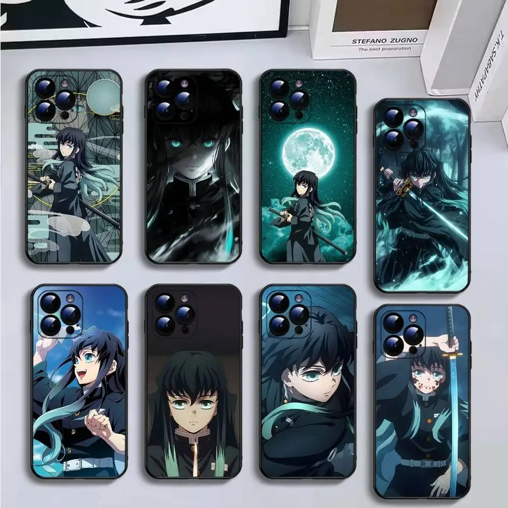 

Anime Muichiro Tokito Phone Case For iPhone16,15,14,13,12,11 Plus,Pro Max,XS,X,XR,SE,Mini,8,7,Soft Silicone Black Cover