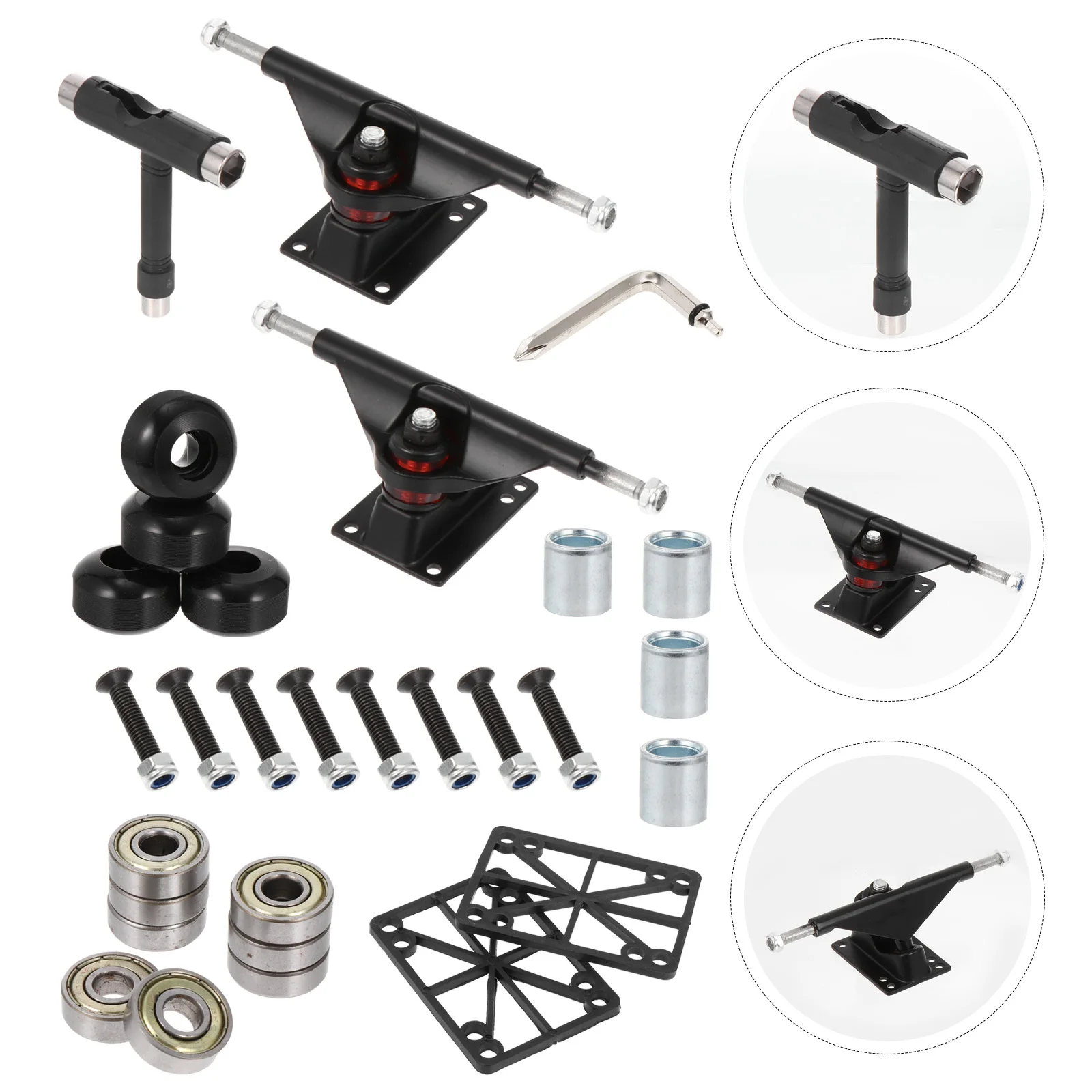 

1Set Double Tilt Skateboard Bridge and Wheel Kit Complete Bearings Brackets Set Sturdy Lightweight Replacement Tools for Skaters