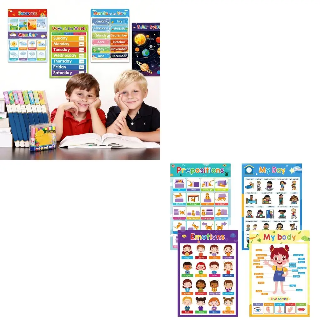  Children Language Learning Poster Illustrated Classroom Wall Educational Poster