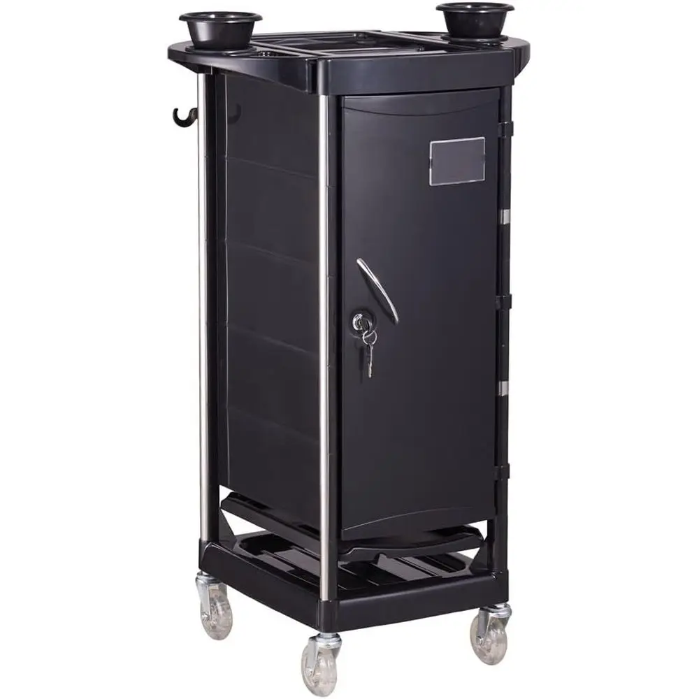 

Rolling Hair Color Storage Trolley Station, Black