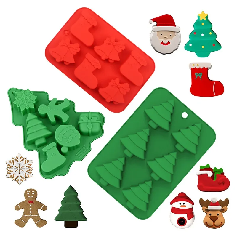 

Silicone Chocolate Mold Xmas Tree Biscuits Mould Cake Baking Mold Bakery Tool Fondant Mold Christmas Dessert Decoration