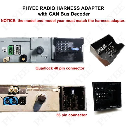 Imagen 2 del producto Adaptador de arnés CAN Bus, Quadlock 40 pines, 56 pines, para sistema Android de 16 pines, para Peugeot 408 308 307 207 208 2008 Citroen C3 C4 C5