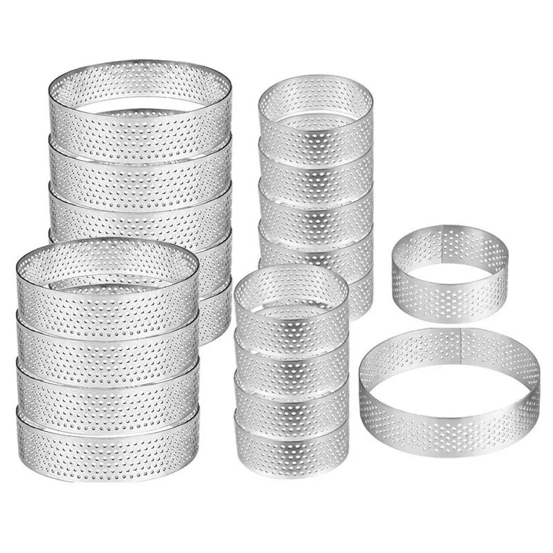 Y42A-20 Pack Baking Rings Round Mousse Cake Ring Stainless Steel, Baking Dessert Ring