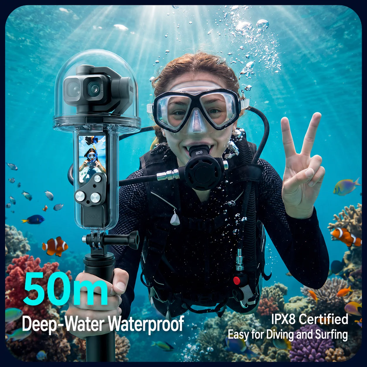 Für DJI Pocket 4 PRO Wasserdichtes Gehäuse IPX8 50m Tauchgehäuse Unterwasser-Schutzgehäuse Antibeschlag-PC-Linse Vlog-Kamera-Zubehör – Detail 7