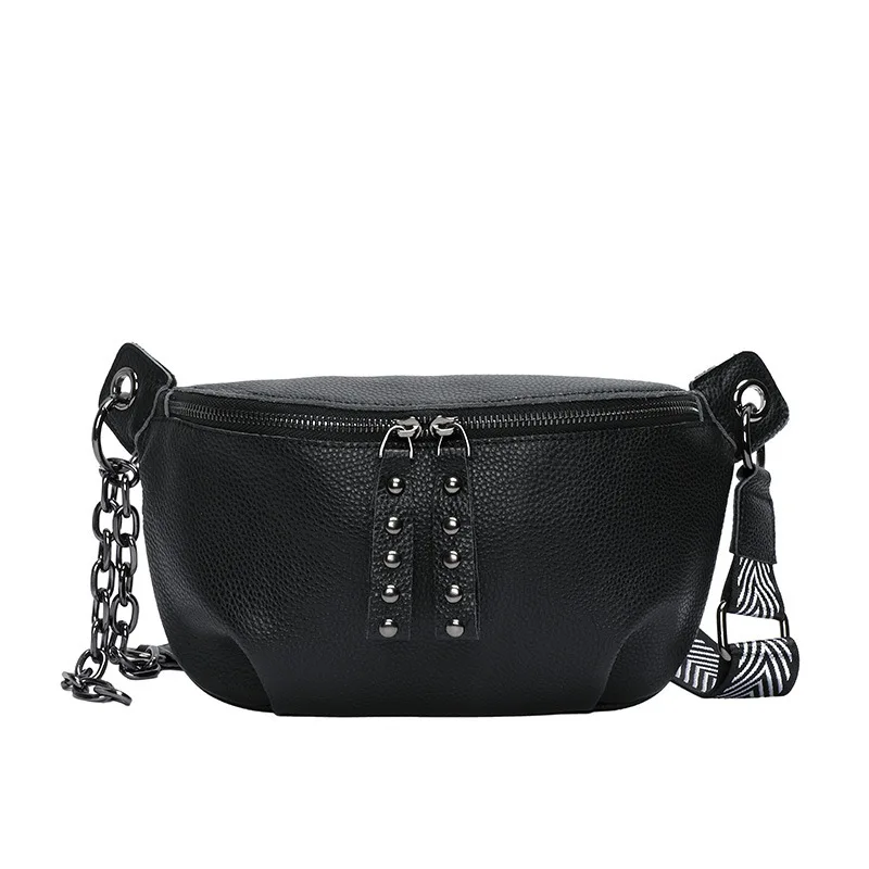 Top Schouder Koeienhuid Laag Enkele Tas Mode Crossbody Ketting Rits Handtas Voor Vrouw Hoogwaardige Messenger Veelzijdige Luxe