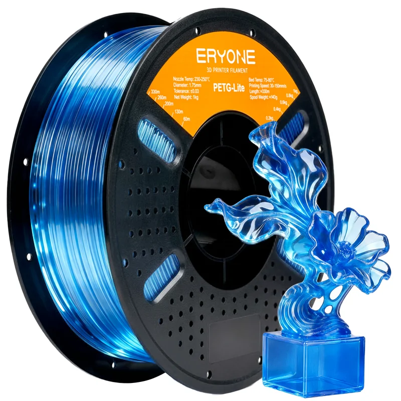 ERYONE 1KG PETG-Lite Filament 1,75mm, Leichtgewichtiges PETG 3D-Drucker Filament, Hohe Zähigkeit Geringe Verformung, 1kg Spule
