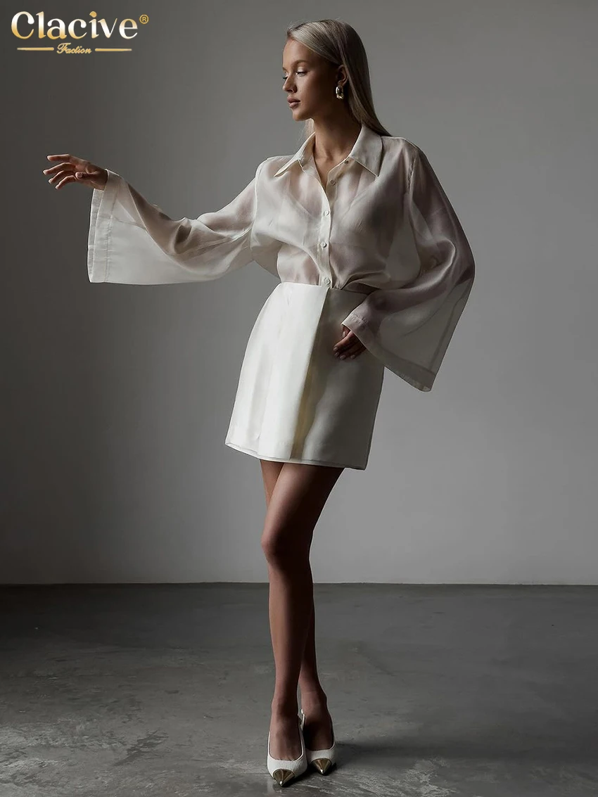 Beige Women's Casual Lapel Shirt - Long Sleeve Blouse