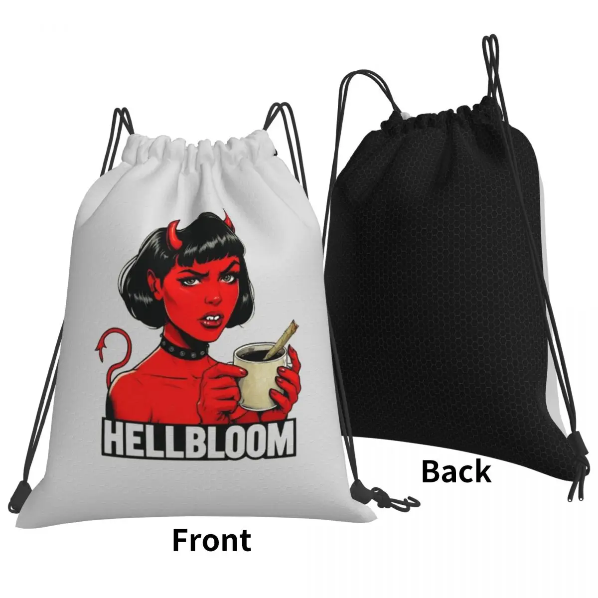 She Devil Backpacks Portable Drawstring Bags Sundries Bag Book Bags for Travel Students