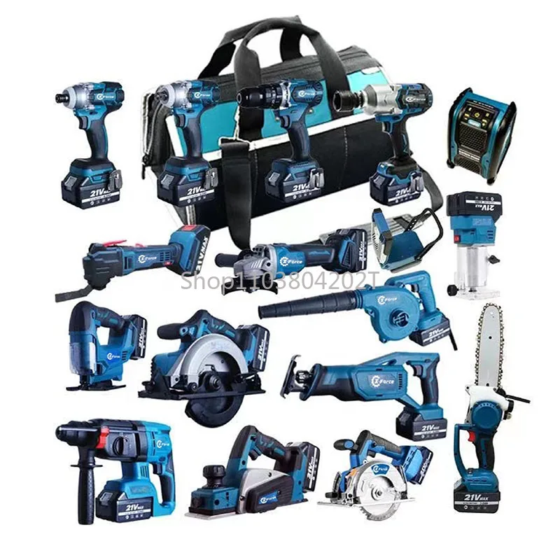 Cordless Power Tool Combo Kit, Lithium Battery, 21V