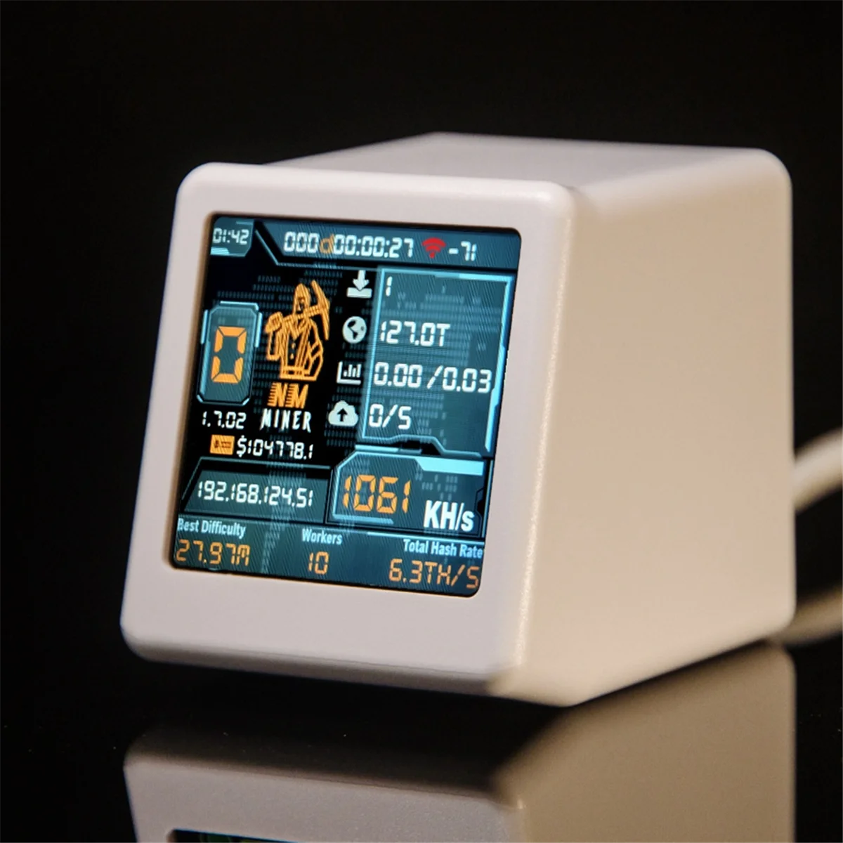 2025+NM TV NMMiner تلفزيون ذكي 1060KH/S Hashrate Nerdminer V2 ESP32 BTC منفرد اليانصيب مينر وهدية ذكية ساعة سطح المكتب المنزلية باللون الأبيض #6